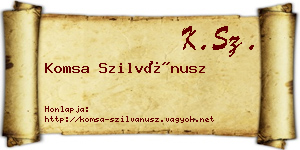 Komsa Szilvánusz névjegykártya